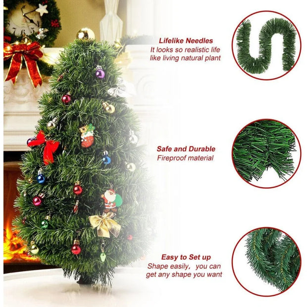 Christmas Garland Decoration,Artificial Pine Garland Decor for Outdoor Indoor Green Greenery Fireplaces Holiday Party Decoration