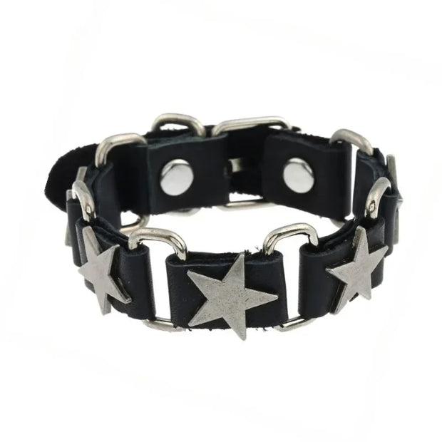 Hip Hop Rock PU Leather Bracelet Men and Women Punk Spikes Rivets Skull Heart Cross Creative Party Bracelet Jewelry Accessories