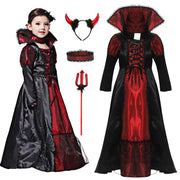 Gothic Vampire Costume for Baby Girls Halloween Princess Party Clothes Kids Cosplay Dress Children Masquerade Devil Ghost Outfit