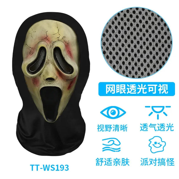 Halloween Horror Masks Skull Ghost Funny Masquerade Scream Digital Print Thriller Grimace Mask Cosplay Props Party Mask