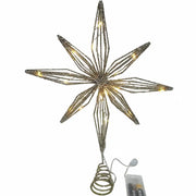 20-Lights Christmas Star Tree Topper Multi-Pointed Pre-lit Glittered Snowflake Treetop Lighted Xmas Treetop for Home Decorations