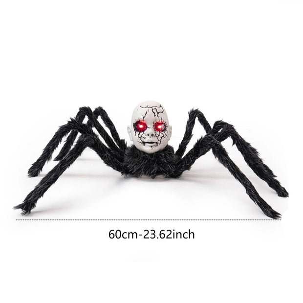 Halloween Animatronic Doll Spider Decorations, Haunted House Prop, Motion Activated Glowing Eyes Sound Control Scary Walking Toy