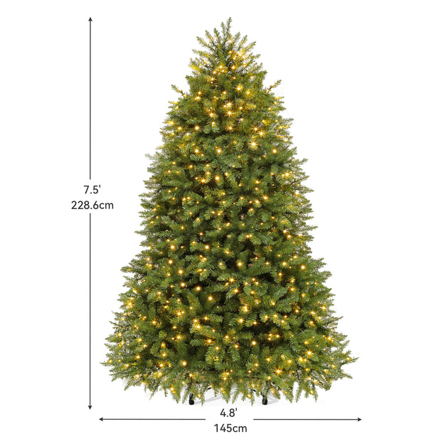 TAUS 6ft 7.5ft Prelit Artificial Christmas Tree w/ 2 Light Color & 8 to 11 Modes