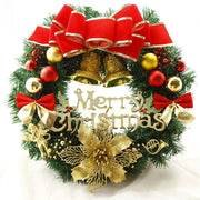 Artificial Merry Christmas Wreath with Bow Christmas Door Hanging Rattan Ornament Garland Christmas Suitable for Home Decoration