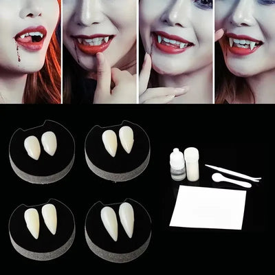 1/2/3/4pcs Halloween Decoration Vampire Teeth Fangs Dentures Props Halloween Cosplay Props False Fangs With Solid Glue Halloween