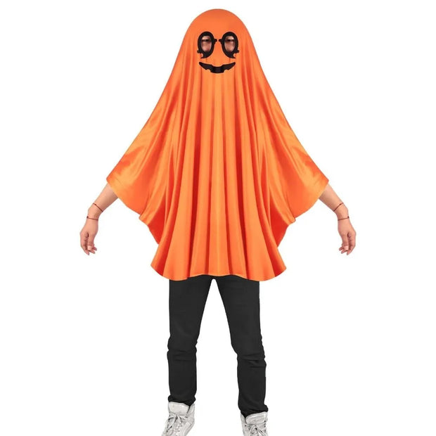 White Halloween Cloak Cape Fright Clothes Trick-or-Treat Spooky Pumpkin Cloak Black Eye Full Suit Ghost Cosplay Costume