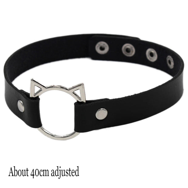 New Sexy Harajuku PU Leather Chain Heart Pendant Necklaces Women Men Punk Neck Gothic Black Pink Choker Necklace Cool Collar