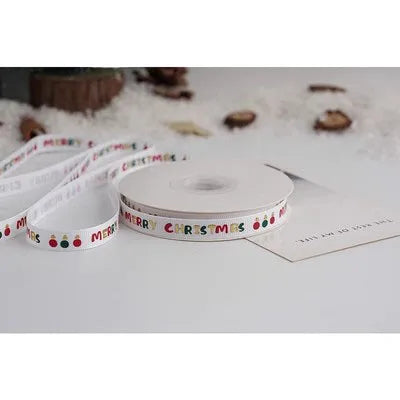 New 10/15/25mm 15 Meters Christmas Ribbon Printed Grosgrain Ribbon Tape For Handmade Design Christmas Decoration Gift Packing
