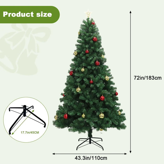 Artificial Christmas Tree with Remote Control Green Holiday Tree for Living Room Office Party Decoration, Premium Hinged Artific