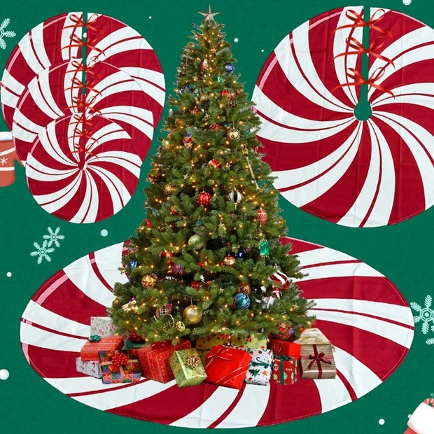 Christmas Tree Skirt Xmas Tree Mat Plush Trees Skirts Flowers Surround Bottom Carpet Base Round Cover Rug New Year Party Decor