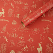 1/6pcs Christmas Wrapping Paper Vintage Kraft Paper Christmas Tree Snowflake Pattern Gift Wrapping Paper Bouquet Wrapping Paper
