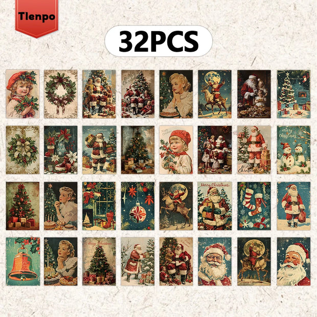 32pcs Christmas star piece 3.94x5.7in Christmas card, message card, vintage postcard, Christmas greeting card