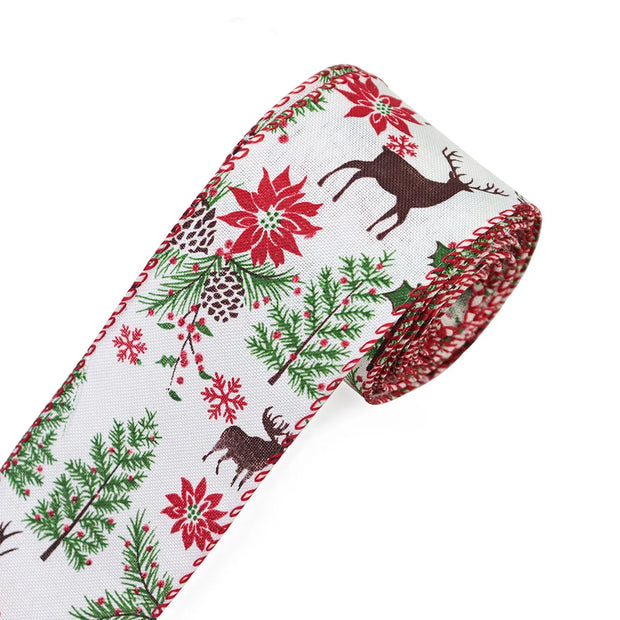 63mm Red Green Christmas Burlap Jute Ribbon Roll Wired Edge Wedding Decoration Gift Packing DIY Sewing Accessories Webbing