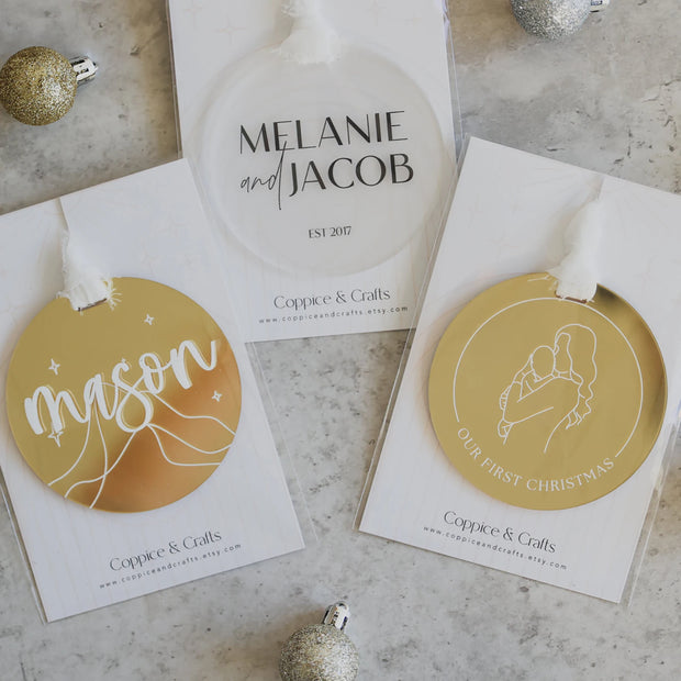 Christmas Tree Ornaments Blanks Clear Round Acrylic Flat Disc DIY Crafts for Christmas Winter New Year Party Hanging Decorations
