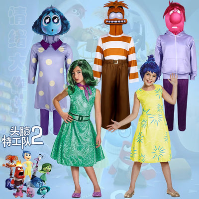 Inside Out 2 Disgust Joy Cosplay Costume Women Dress Uniform Suit Halloween Carnival Party Role Play Full Set For Adult Kids Cos