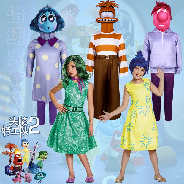 Inside Out 2 Disgust Joy Cosplay Costume Women Dress Uniform Suit Halloween Carnival Party Role Play Full Set For Adult Kids Cos