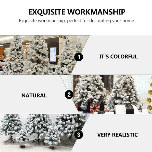 Christmas Decor Artificial Flocked Tree White Xmas Adorable Scene Layout Prop Household Simulated Green Simulation Supply