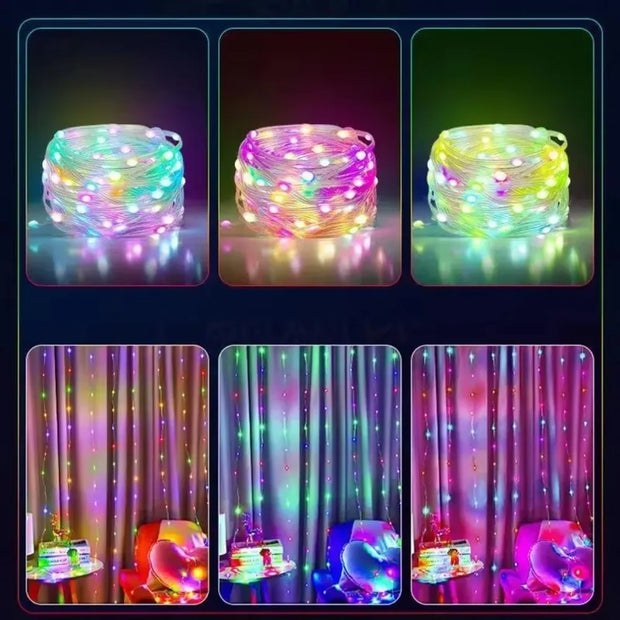 15M RGB Christmas Tree Decoration Light String Outdoor Garden Garland USB Bluetooth APP Fairy Lights Strings Holidays