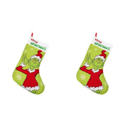 New Christmas Tree Decor Funny Green Grinch Christmas Socks Green Hair Monster Decor Children's Christmas Gifts Socks Candy Bags