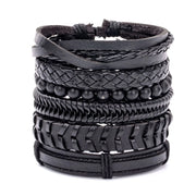 Fashion Bracelet Viking  Bracelet For Men Hand Bracelets Woven Skull Hand Jewelry Adjustable Leather Set viking man bracelet