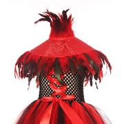 2025 Halloween Vampire Costume for Girls Devil Witch Gothic Mesh Clothes Demon Vampires Queen Cosplay Carnival Party Dress Set