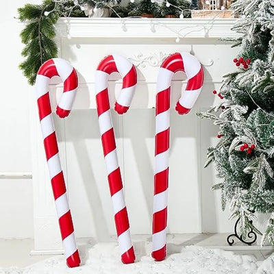 3pcs 35 Inch Inflatable Christmas Candy Cane for Indoor Outdoor Holiday Yard Decorations Festive Xmas Decorations Gift Party Fa
