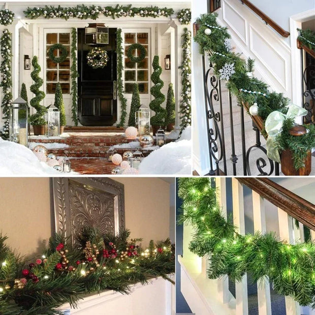 Christmas Garland Decoration,Artificial Pine Garland Decor for Outdoor Indoor Green Greenery Fireplaces Holiday Party Decoration