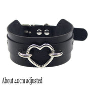 New Sexy Harajuku PU Leather Chain Heart Pendant Necklaces Women Men Punk Neck Gothic Black Pink Choker Necklace Cool Collar