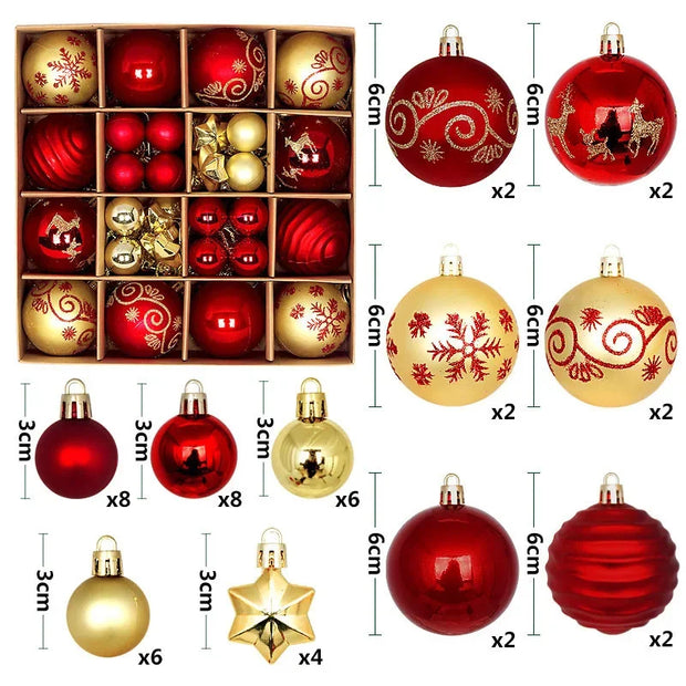Christmas Tree Decoration 42PCS 6CM Balls Ornaments Set For Xmas Hanging Holiday Home Supplies Christmas Year Party Gifts New