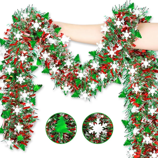 Christmas Tree Decorations Christmas Tinsel Garland Metallic Shiny Garland for Christmas Home and Living Room Decoration
