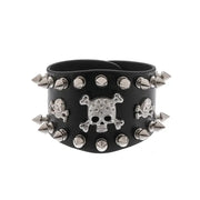 Hip Hop Rock PU Leather Bracelet Men and Women Punk Spikes Rivets Skull Heart Cross Creative Party Bracelet Jewelry Accessories