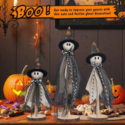 3pcs Halloween Ghost Decor  Halloween Ghost Figurine Wooden Rustic Sculpture 2025 Home Tabletop Party Supplies