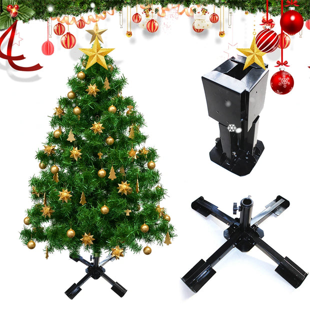 Christmas Tree Stand 360° Rotating Artificial Tree Bracket Electric Outlets Adjustable Universal Christmas Tree Metal Base 2023
