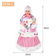 Christmas Tree Decor Sequin Mrs Claus Figurines Home Decoration Christmas Holiday Collection 48CM Standing Grandma Santa Claus