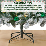 Yaheetech 7.5ft (228.6cm) Pre-lit Snow Flocked Artificial Spruce Christmas Tree | 550 Multicolor LED Lights, 1284 Branch Tips, M