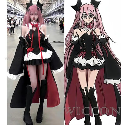 Anime Seraph Of The End Krul Tepes Cosplay Costume Owari No Seraph Witch Vampire Wig Dress Boot Woman Sexy Christmas Suit