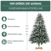 Artificial Christmas Tree 150 cm Densely Filled Branches Premium PE/PVC Christmas Tree with Pine Cones and Red Berries