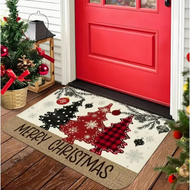 Christmas Gingerbread Man Welcome Door Mat Front Door Mat Outdoor Entrance Mat with Christmas Door Mat Home Decor Check-in Gift