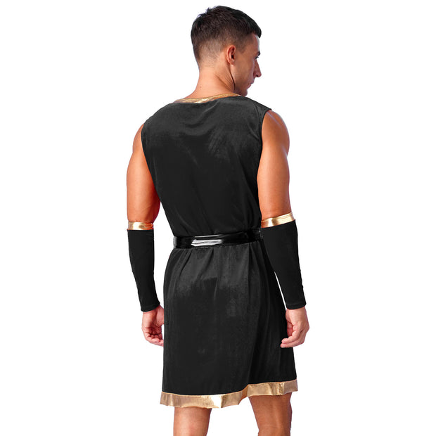 Mens Roman Spartan Gladiator Warrior Costume Ancient Greek Mythology God Toga Fancy Dress Up Halloween Cosplay Costumes