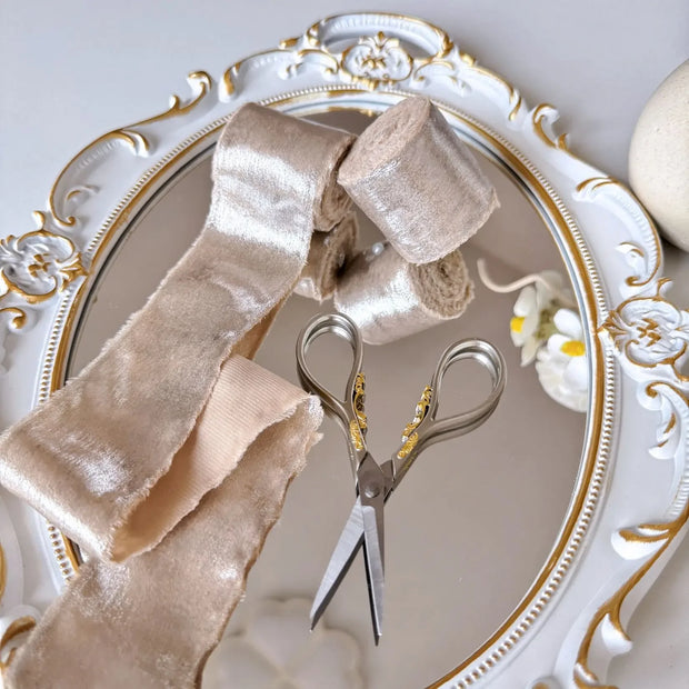 Wired Iridescent Craft Ribbon Lace Chiffon Silk 리본 Wedding Christmas Decoration Hand Torn Raw Edge Bouquet Bridal Gift Packaging