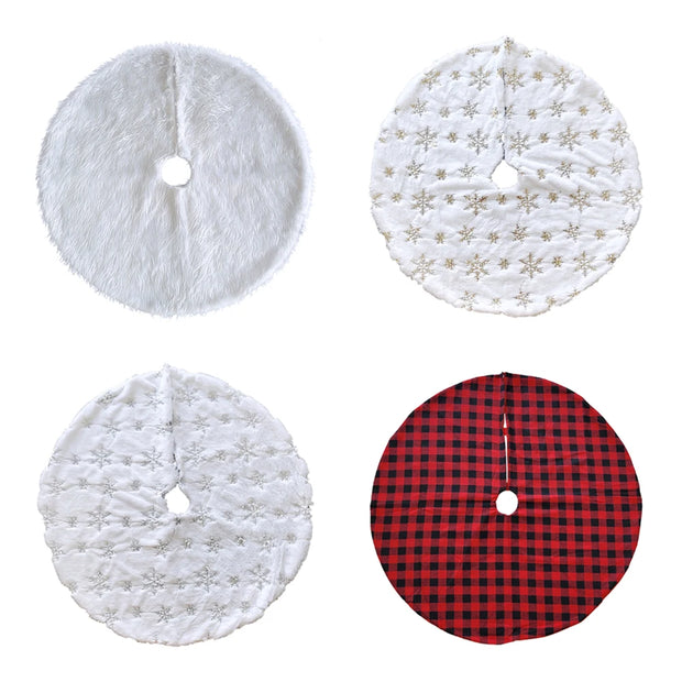 78/90Cm Christmas Tree Skirt White Plush Christmas Tree Foot Carpet Snowflake Faux Fur Christmas Tree Base Cover Decoration Home