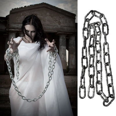 Halloween Simulation Iron Chain Prop Decorative Chain for Halloween Party Men Women Fashion Jewelry Necklace Basic Punk Style