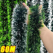 60/2M Christmas Tinsel Ribbons Garland Green Cane Wreath Xmas Tree Hanging Pendent Ornaments Wedding Party Home Decor Supplies