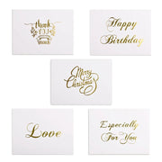 48pcs Mini Gold Embossed Thank you Card Valentine Happy Birthday Christmas Party Wedding Invitations Letter Greeting Cards