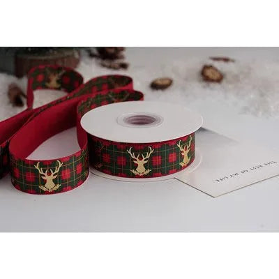 New 10/15/25mm 15 Meters Christmas Ribbon Printed Grosgrain Ribbon Tape For Handmade Design Christmas Decoration Gift Packing