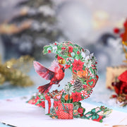 1pc Merry Christmas Pop-Up Card, Christmas Tree Woodland Reindeer Cardinal Poinsettia Greeting Card with Note Card and Envelop