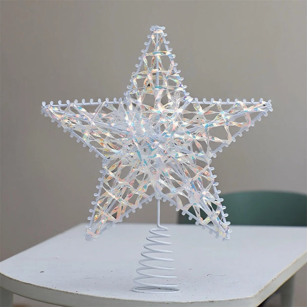 Glittering Gold Star Christmas Tree Topper Ornament Festive Holiday Decoration for Xmas Tree - Sparkling Tree Top Hat Decor