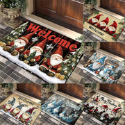 Christmas Gnome Door Mat Plaid Pattern Welcome Rug Festive Home Decor Mat Waterproof Non Slip Floor Protector for Xmas Entrance