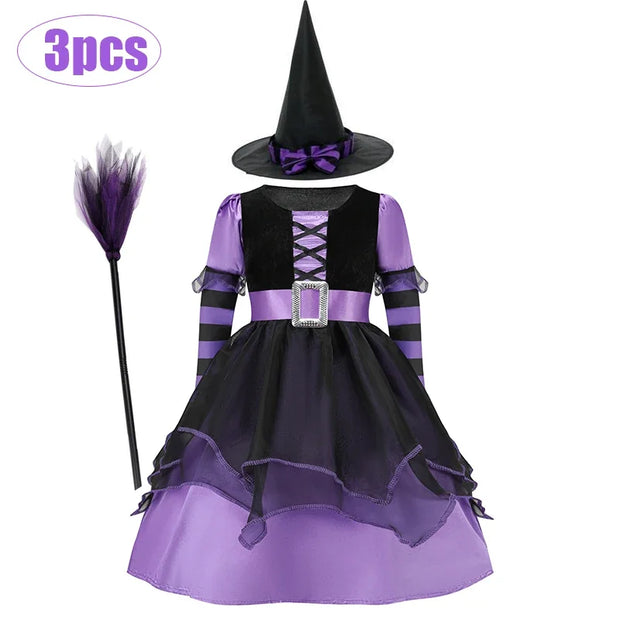 Girls Cospaly Ghost Bride Black Red Costume Kids Corpse Bride Costumes Children Vampire Toddler Punky Halloween Witch Costume