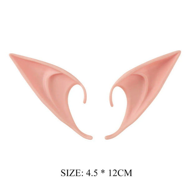 1 Pair Latex Masquerade Accessories Elf Ear Soft Pointed Ear Tips Anime Party Dress Up Costume for Women Kids Halloween Costume